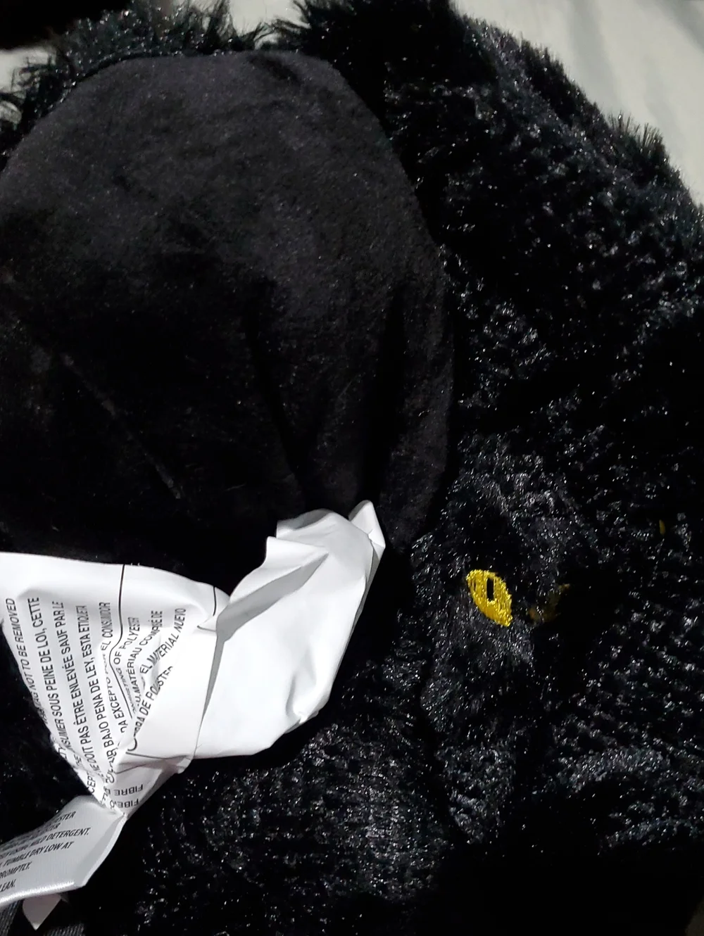 Embroidered Faux Fur Black Cat Throw Blanket